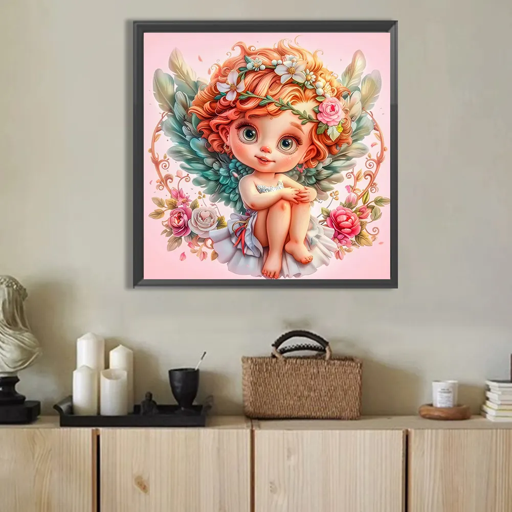 Full Round Diamond Painting 40*40cm - Flowers And Grass Peace Angel Girl