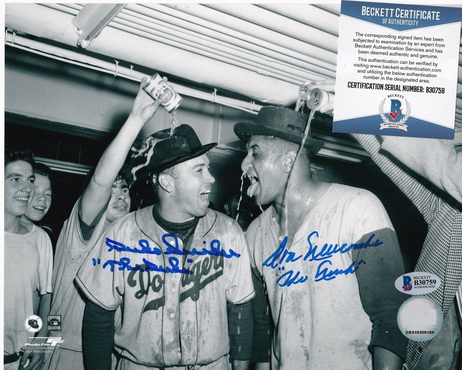 NEWCOMBE / SNIDER BROOKLYN DODGERS BECKETT AUTHENTICATED ACTION SIGNED 8x10