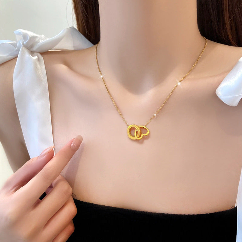 Women Cartoon Gourd Lotus Pod Clover Tree Wheat Cactus Flower Peach Blossom Leaf Geometric Titanium Steel Electroplating Necklaces