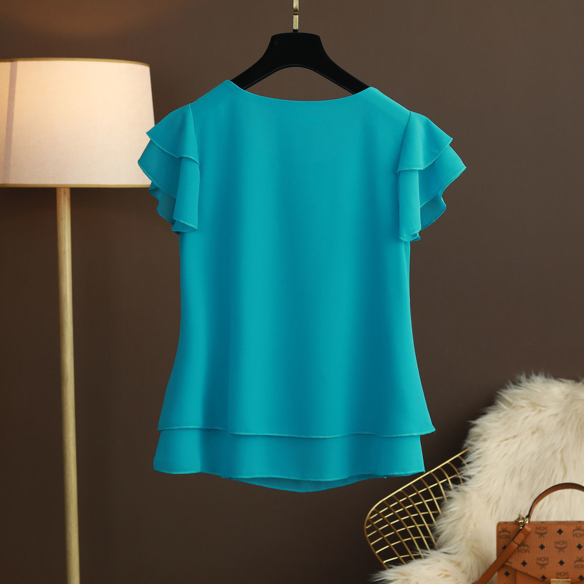 Ballifyex New Summer Women Blouse Loose O-Neck Chiffon Shirt Female Short Sleeve Blouse Oversized 6XL Shirts womens tops and blouses Top