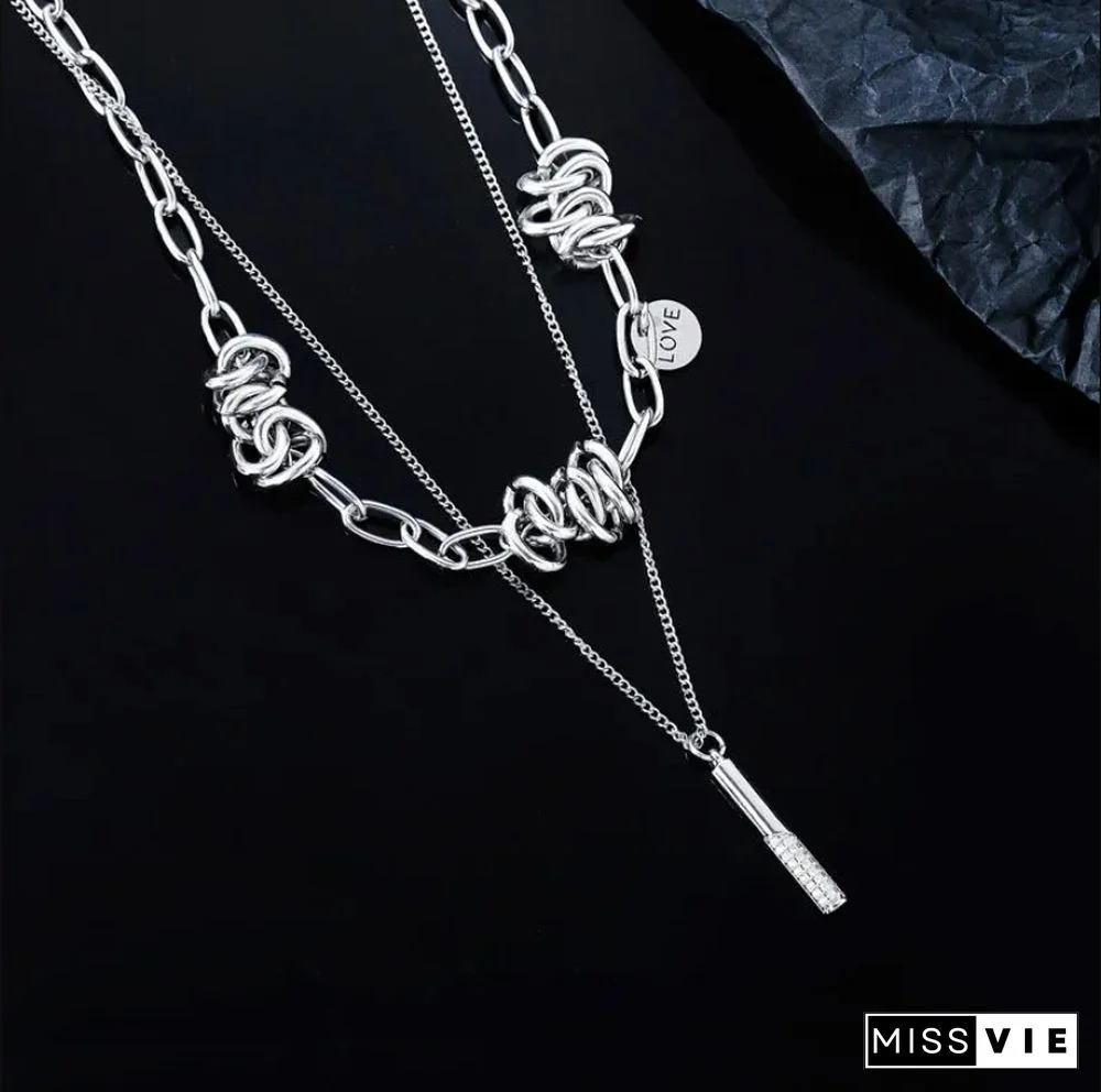 Men's & Women's Hip Hop Titanium Steel Clavicle Necklace