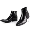 Mens Pointed Toe Ankle Leather Dress Boots
