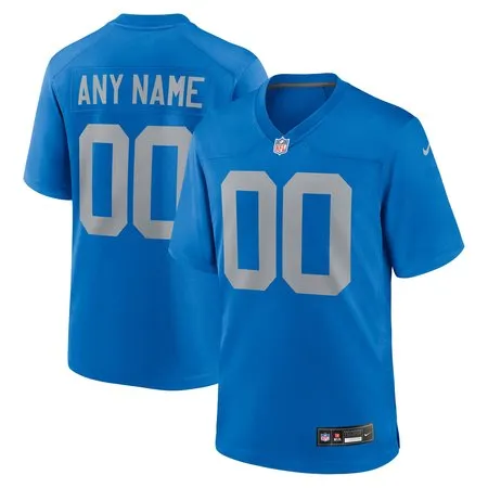 Men's Detroit Lions  Blue Alternate Custom Game Jersey