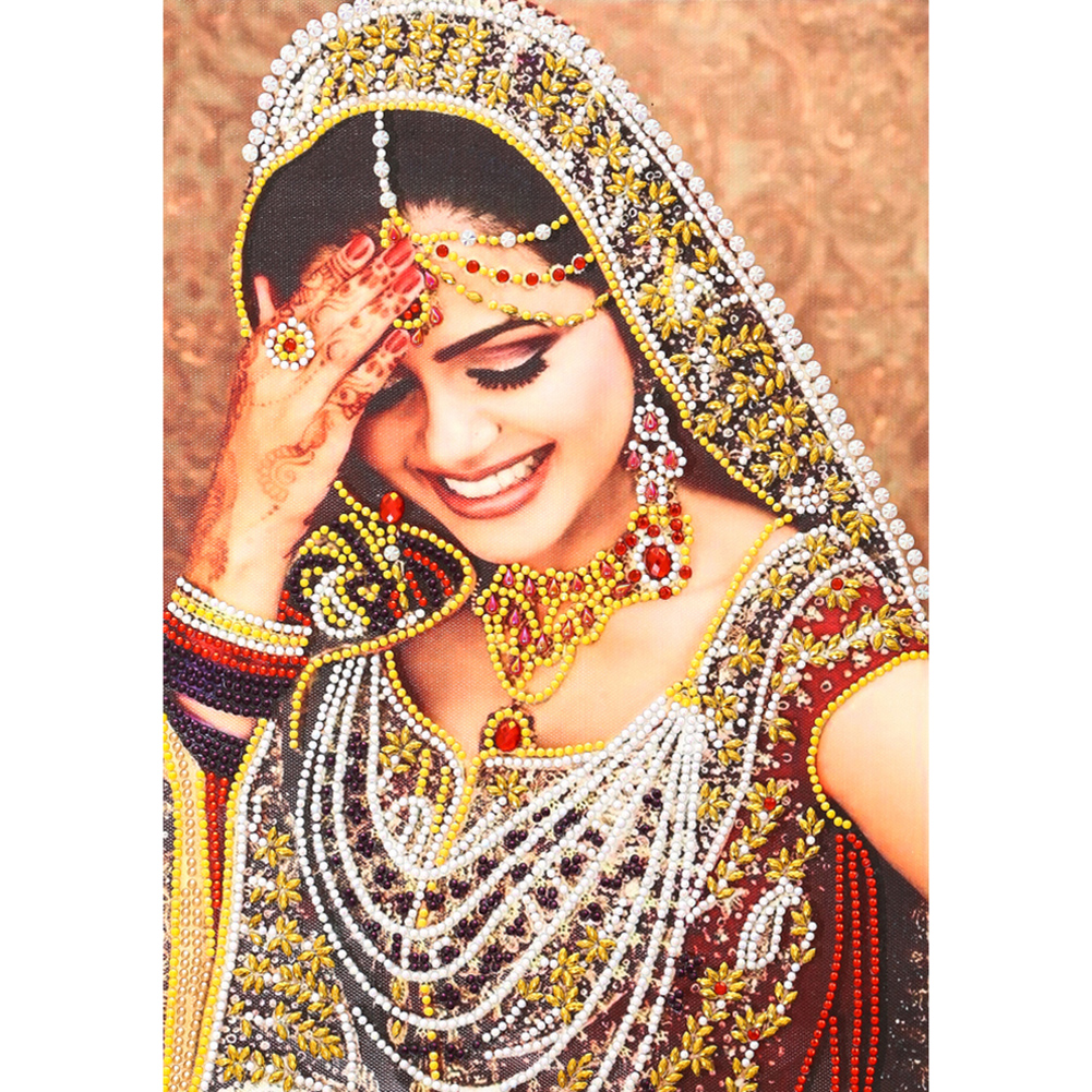 

30*40CM - Special Shaped Diamond Painting - Indian Lady, 501 Original