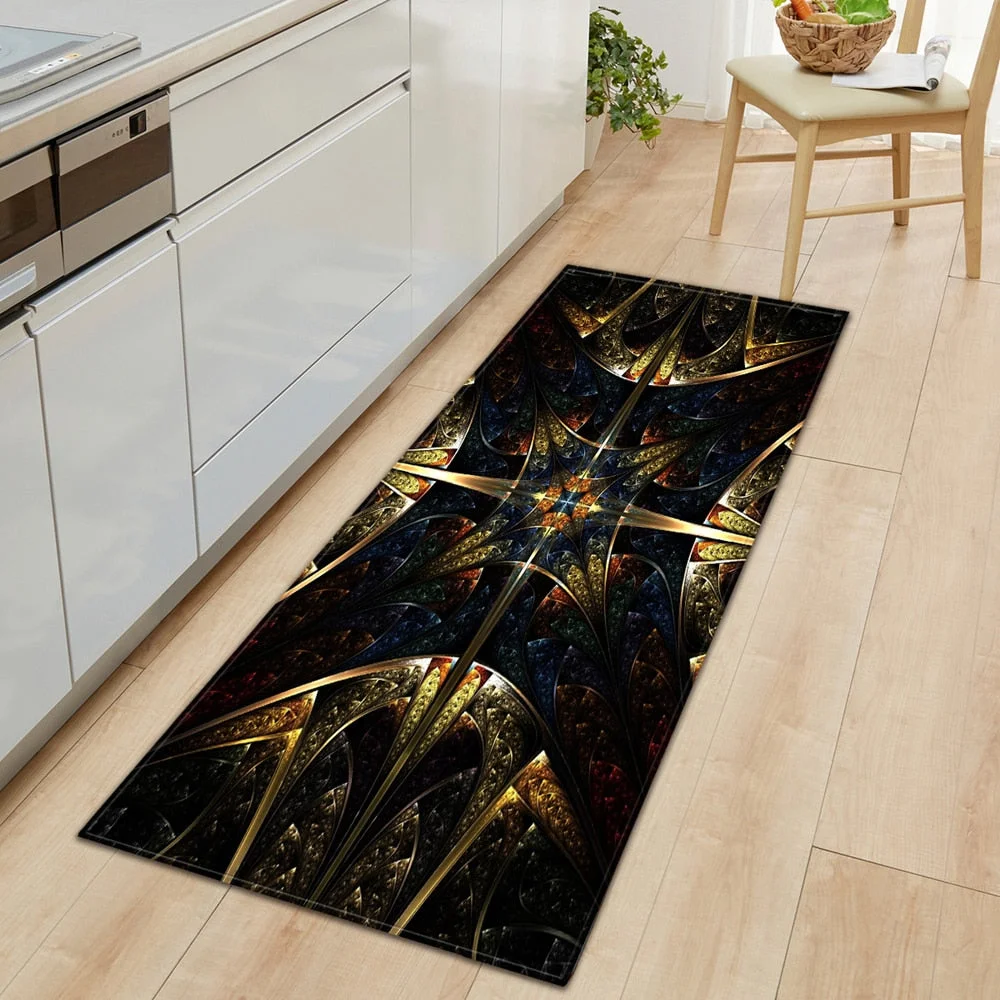 Kitchen Carpet Bedroom Living Room Hallway Floor Rug Home Anti-slip Entrance Doormat 3D Flowers Pattern Decorations Bedside Mat