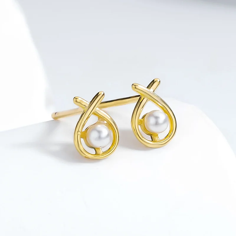 Cross Pearl Stud Earrings
