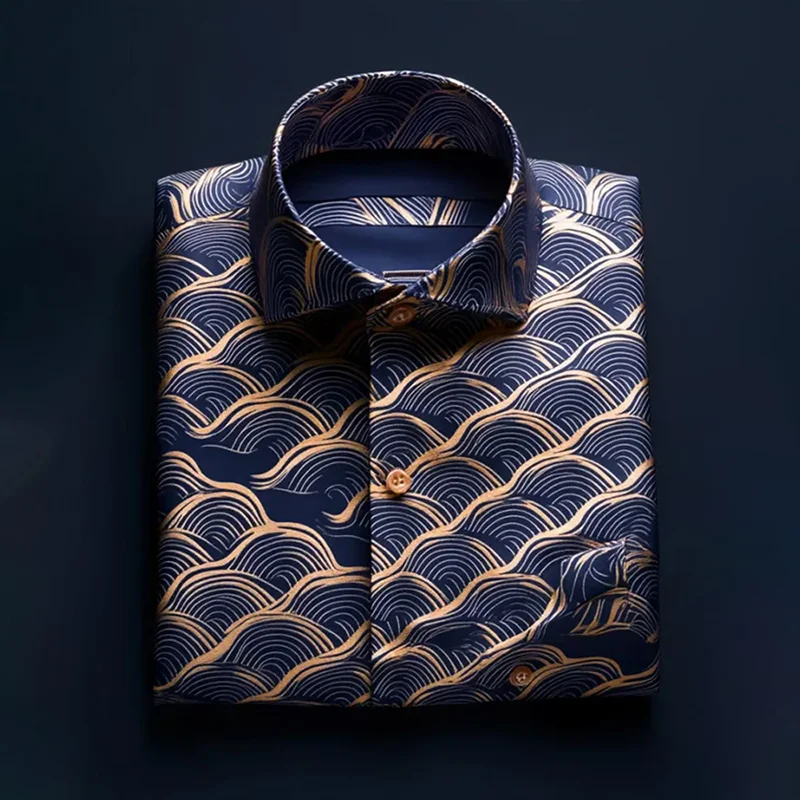 Men's Luxury Satin Long Sleeve Button Down Shirt