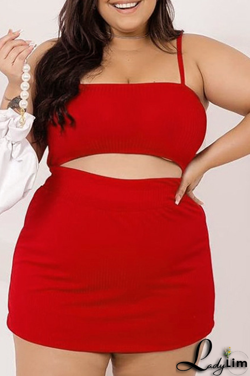 Black Fashion Solid Patchwork Spaghetti Strap Plus Size Two Pieces