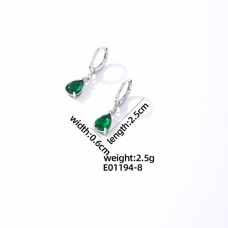 1 Pair Casual Vintage Style Minimalist Water Droplets Plating Inlay Stainless Steel Zircon White Gold Plated Gold Plated Drop Earrings