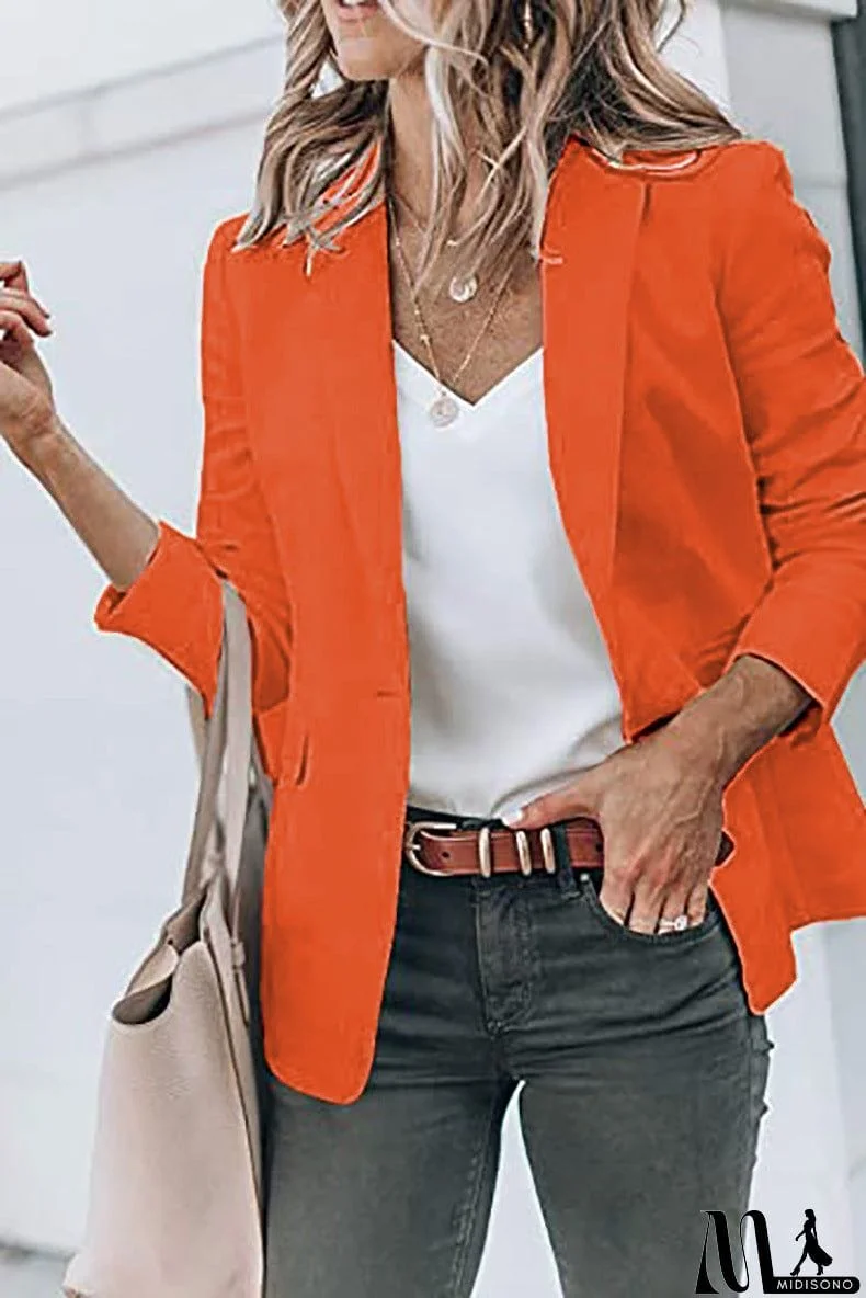 MidiSono - Casual Turndown Collar Coat