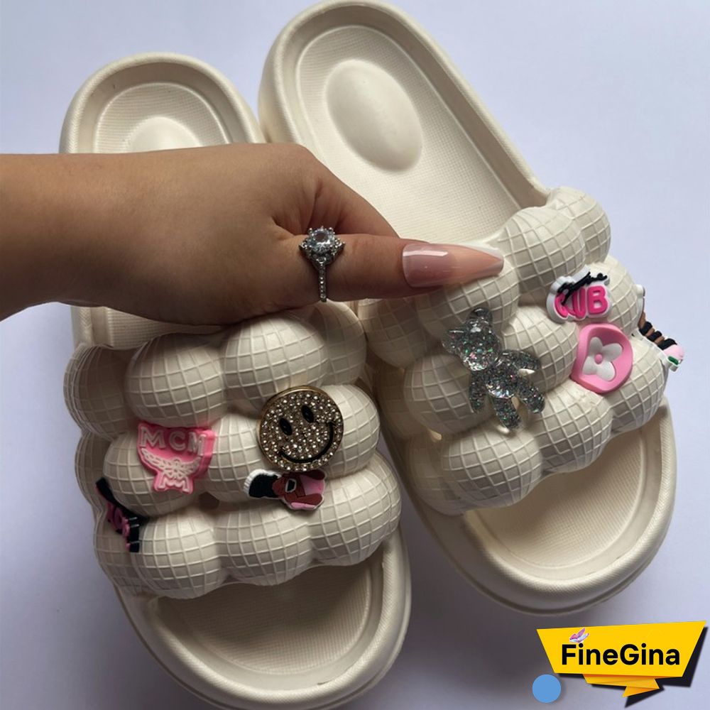 Cream White Daily Living Patchwork Round Comfortable Shoes