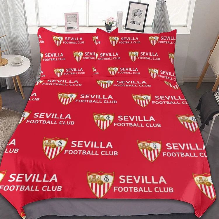 Sevilla FC Bettwäscheset 3 Stück Kinder Erwachsene Steppdeckenbezug Steppdeckenbezug Multi Size Laken Set
