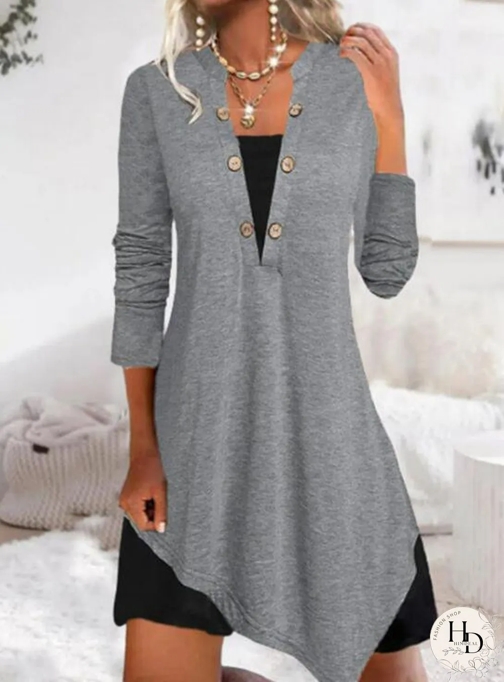 Loose Jersey Plain Dresses