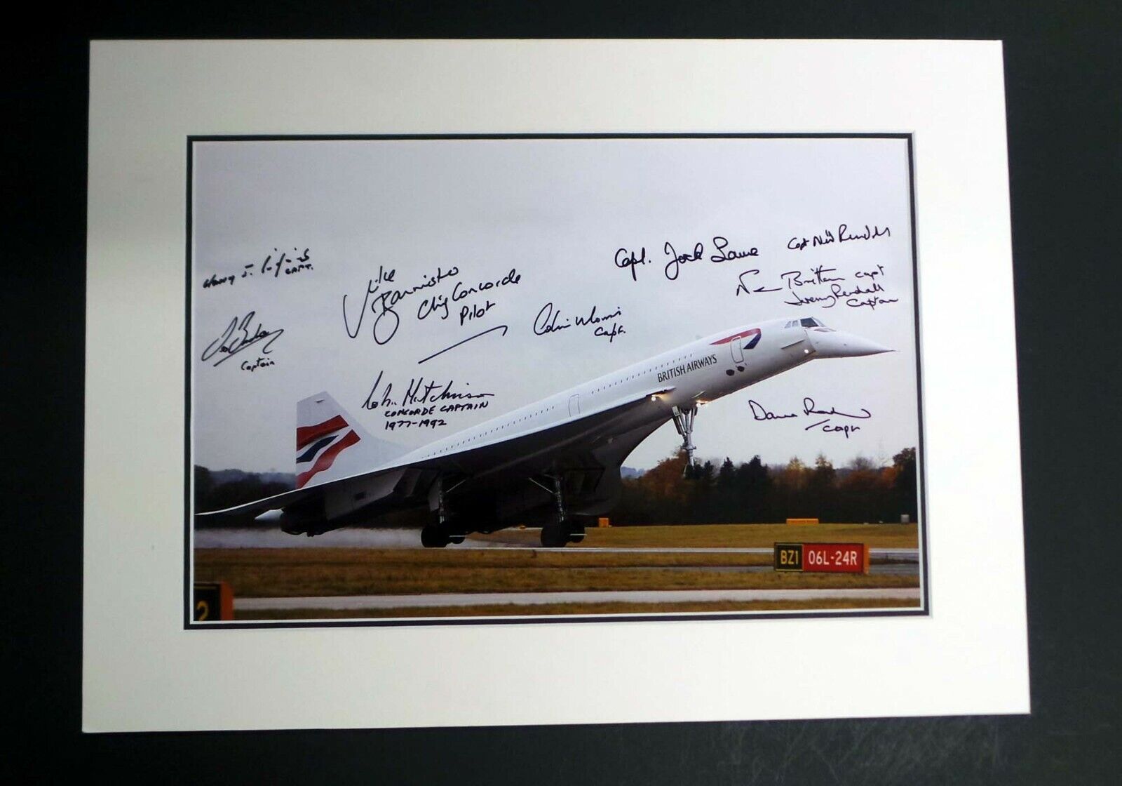 10 Signed CONCORDE Pilot Captains Signed & Mounted Photo Poster painting Display AFTAL RD COA