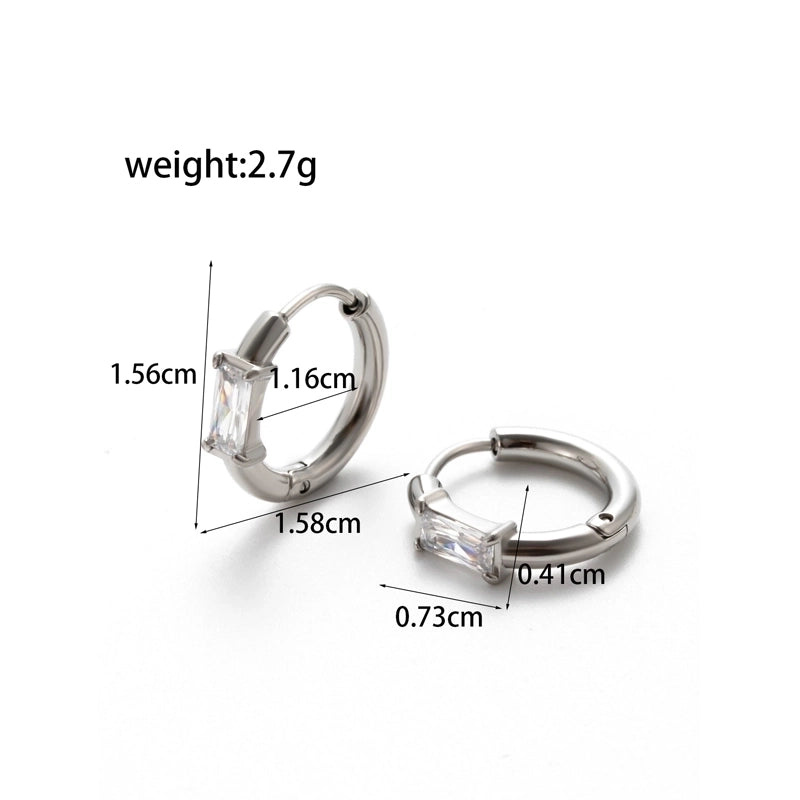 1 Pair French Style Minimalist Korean Style Pentagram Geometric Heart Shape Plating Inlay 304 Stainless Steel Zircon Earrings