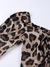 Sexy Off-The-Shoulder Long Sleeve Backless Leopard Print Mini Dress