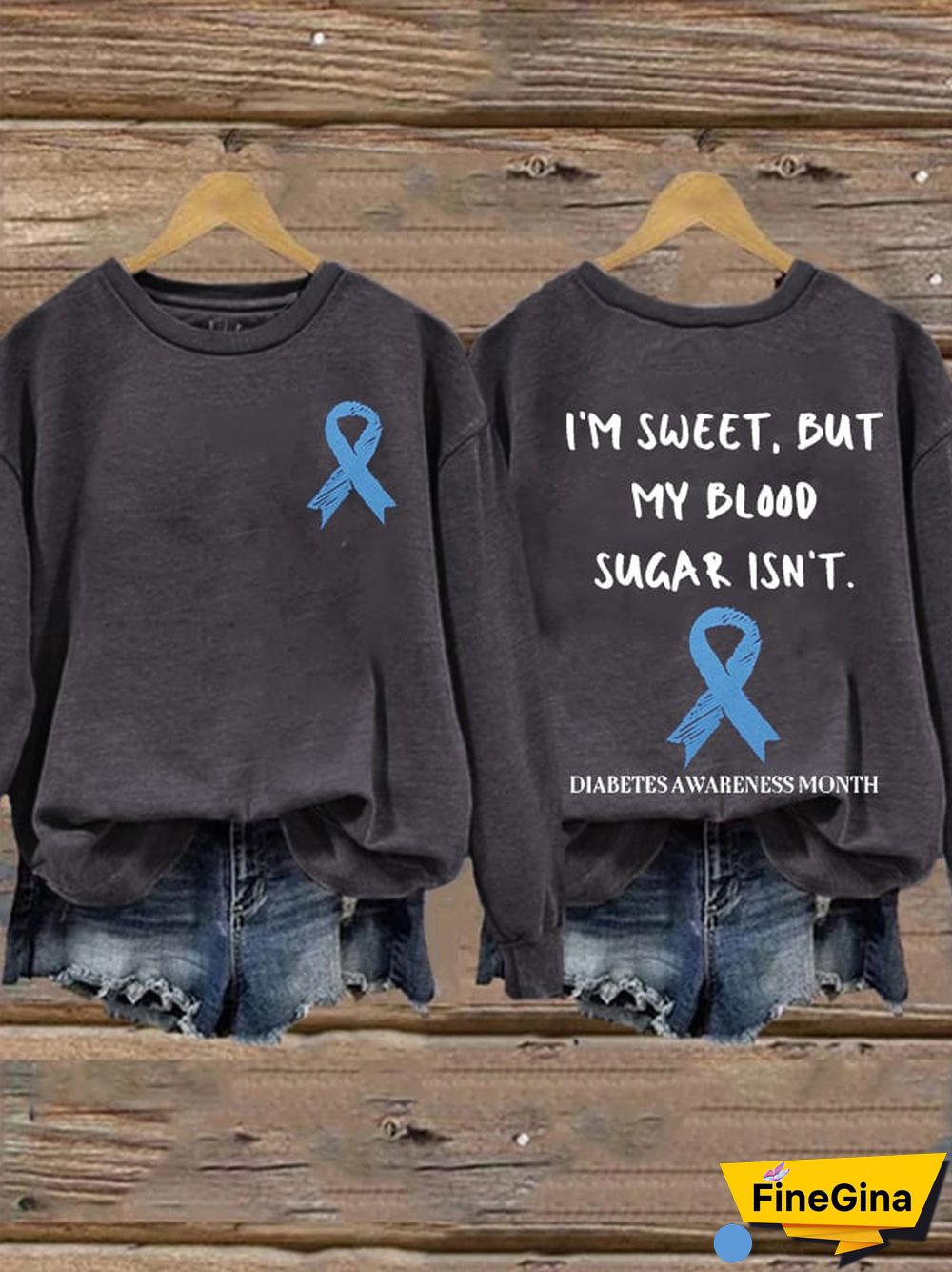 Women's I'M Sweet But My Blood Sugar Isn'T Diabetes Awarenes Print Casual Sweatshirt