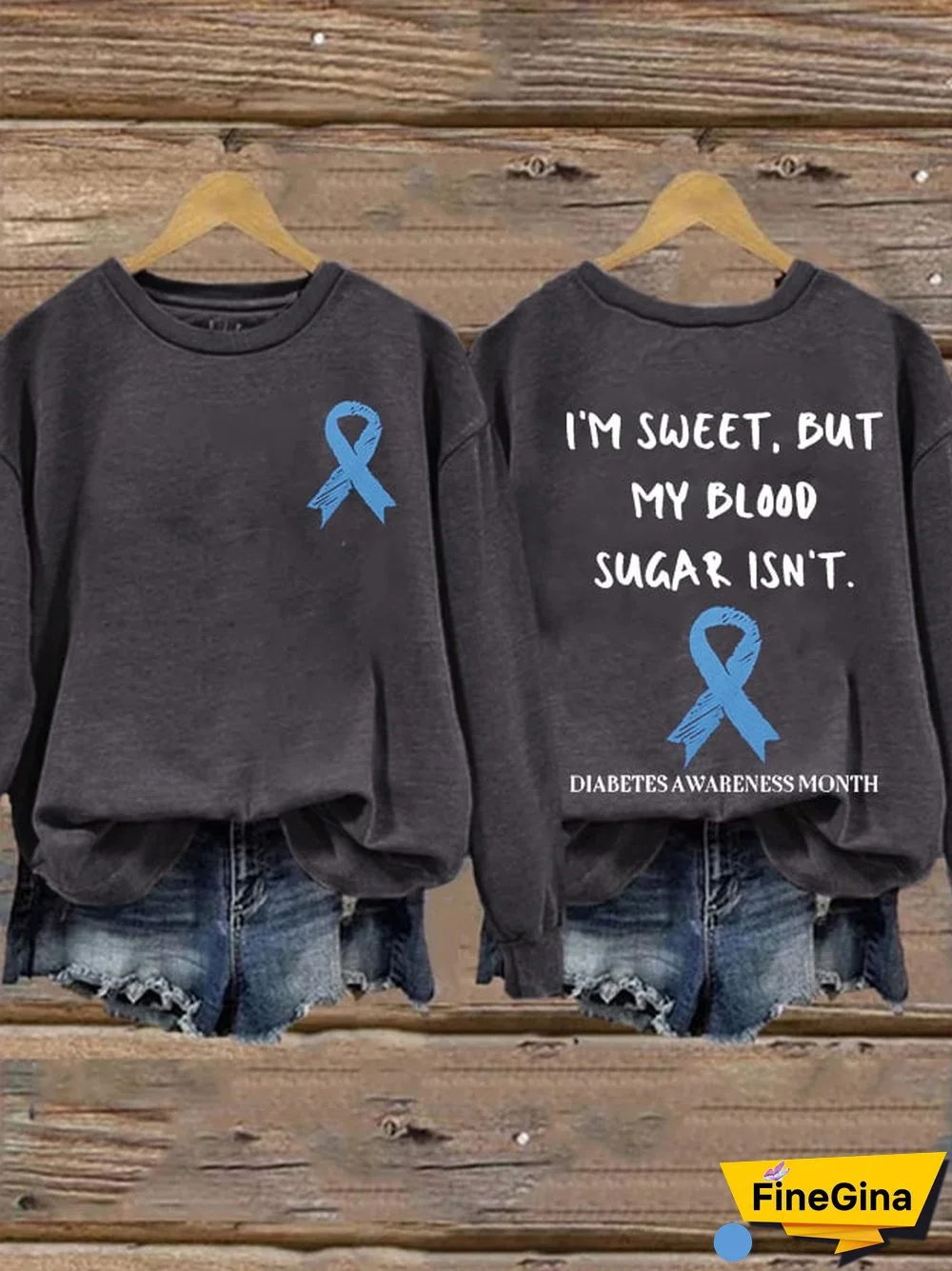 Women's I'M Sweet But My Blood Sugar Isn'T Diabetes Awarenes Print Casual Sweatshirt