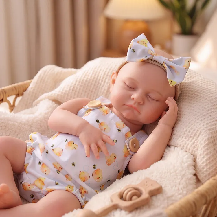 Babeside Liors 12"/16" Silicone Baby Girl Doll in Duck Print Romper &ndash; Lifelike Sleeping Baby Gift