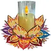 Mandala lotus acrylique DIY peinture en diamant porte-bougies sans bougies table de table de table pour d&eacute;butants adultes