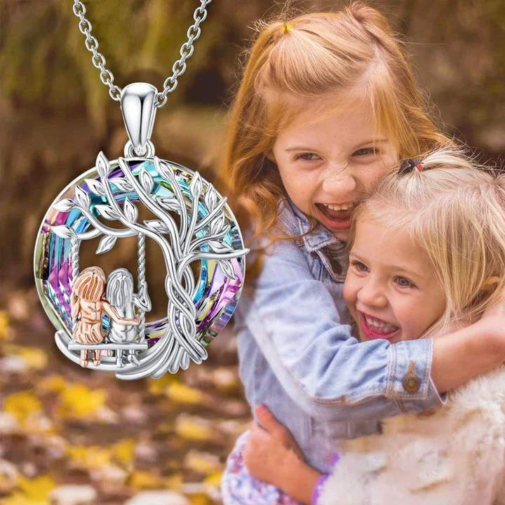 For Friend - S925 Friends are the Family We Choose Crystal Tree of Life Necklace