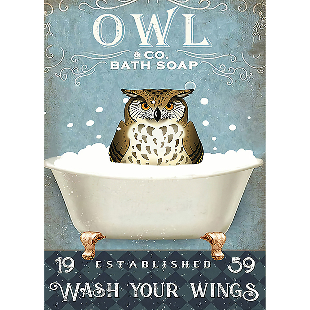 

Wacky Bathroom Owl - Round Drill Diamond Painting - 30*40CM, 501 Original