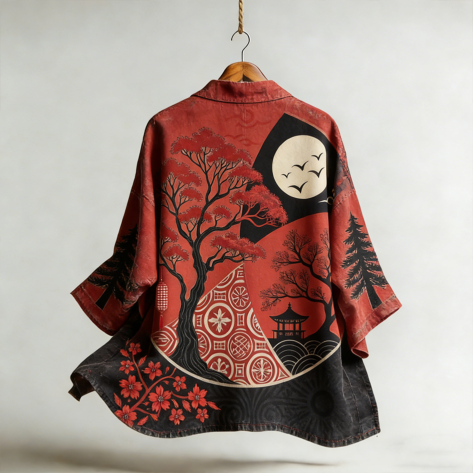 Japanese Art Retro Pattern Cardigan  artssus