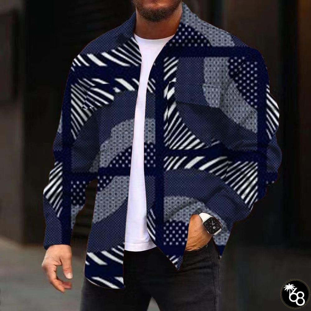 Men's Corduroy Print Long Sleeve Jacket 08911153L | 168DEAL