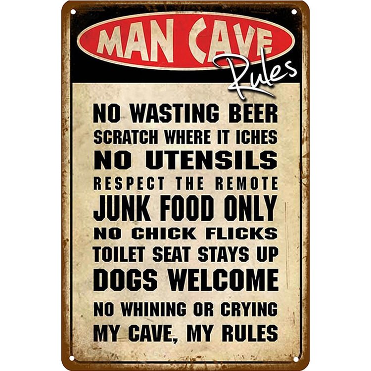 Man Cave Rules - Vintage Tin Signs/Wooden Signs - 7.9x11.8in & 11.8x15.7in