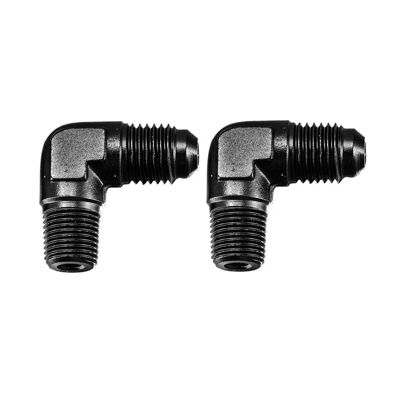 Alloyworks 2pcs 4AN Male Flare to 1/8" NPT Pipe 90 Degree Fitting Adapter Aluminum