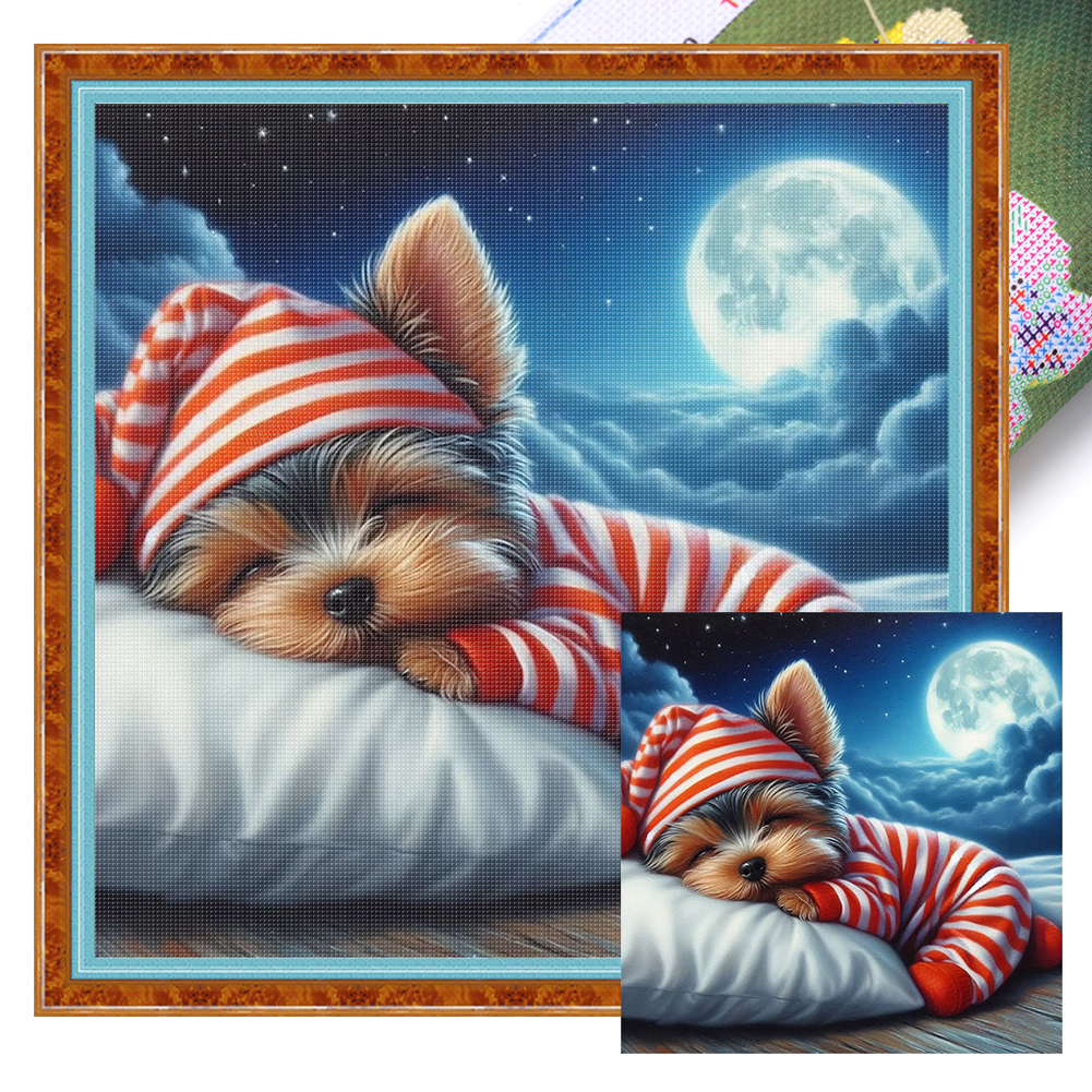 Sleeping Puppy Full 11CT Pre-stamped Canvas(40*40cm) Cross Stitch