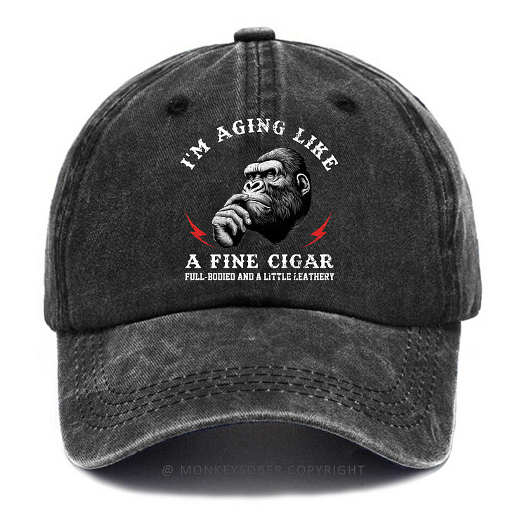 I'm Aging Like a Fine Cigar Full-Bodied And a Little Leathery Washed Baseball Caps