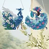 2Pcs Girl 2D Flat DIY Hanging Diamond Art Ornament Window Pendant (Floral Skirt)