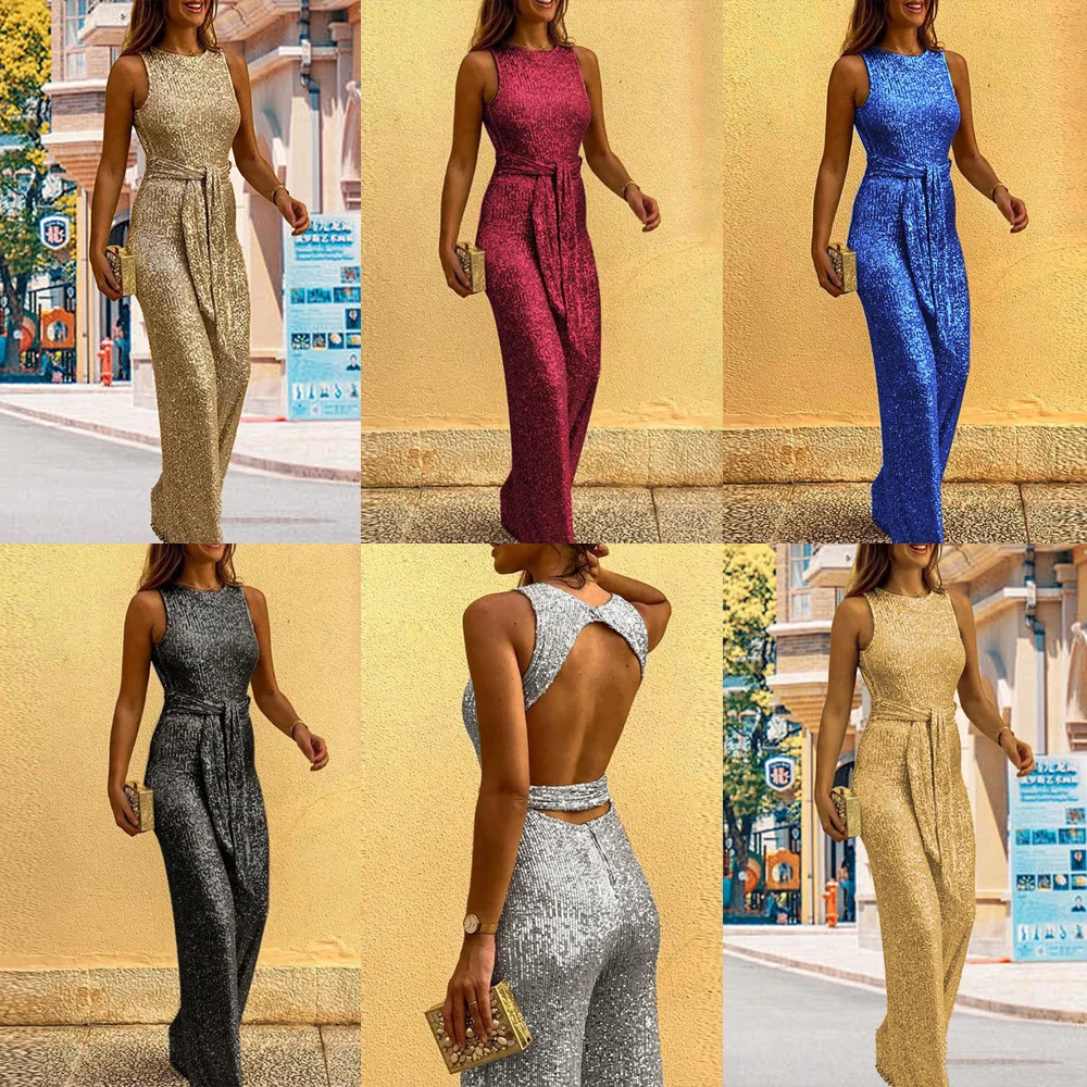 Uveng Uveng 2025 Summer Trousers Round-Neck Sleeveless Personality Sleeves Silver-Pointed Women's Clothing