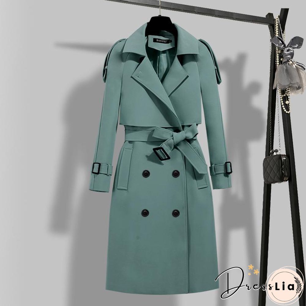 Windbreaker Women Korean Basic Formal Office Lady Trench Coat Elegant Spring Autumn Street