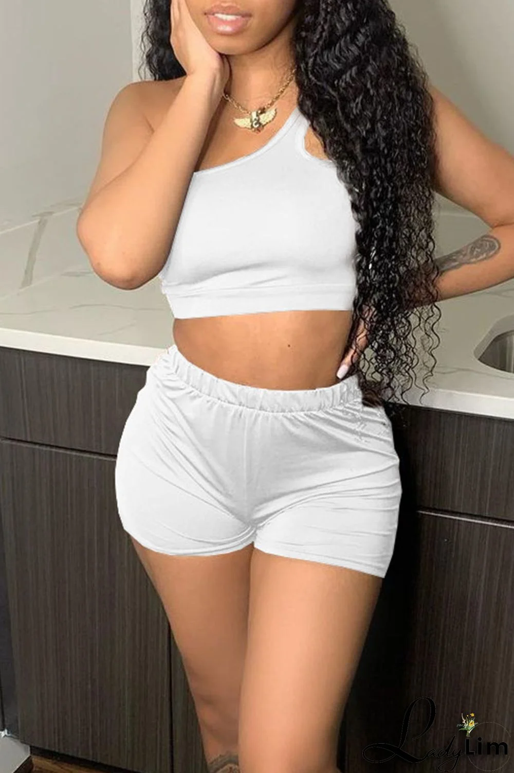 Red Sexy Solid Split Joint Asymmetrical Collar Two Pieces