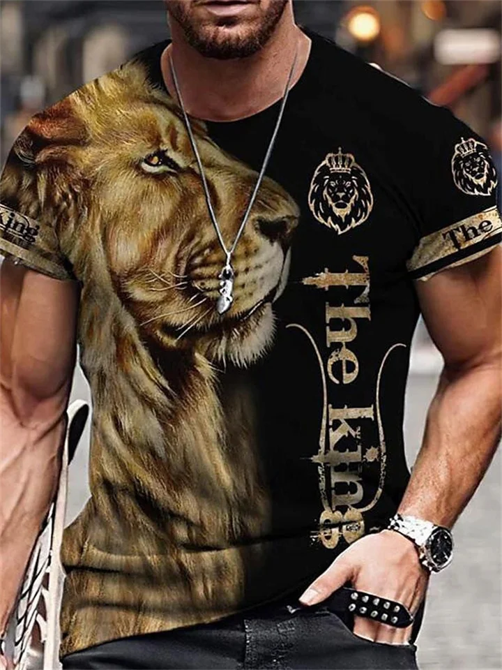 Men's Unisex T Shirt Tee Tiger Graphic Prints Crew Neck Black-White Silver+golden Gold + Black Black Yellow 3D Print Outdoor Street Short Sleeve Print Clothing Apparel Sports Casual Big and Tall