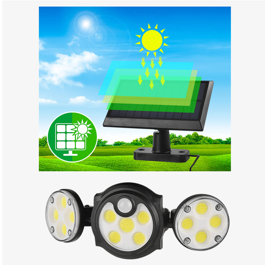 

LED Solar Wall Light 3-Head Rotatable Waterproof Motion Sensor Garden Lamp, 501 Original