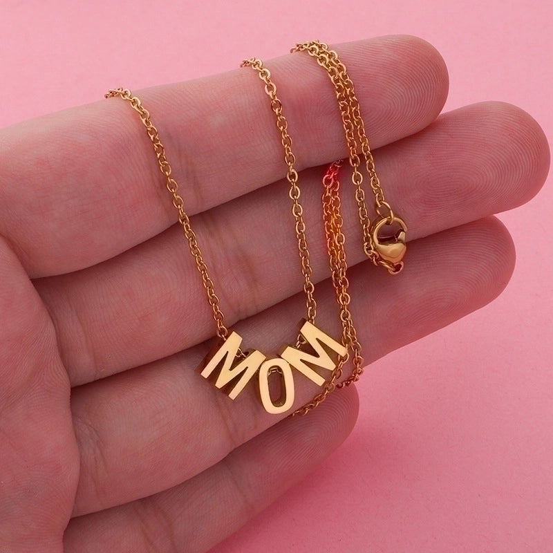 Stainless Steel 18K Gold Plated Fashion Plating Letter None Pendant Necklace