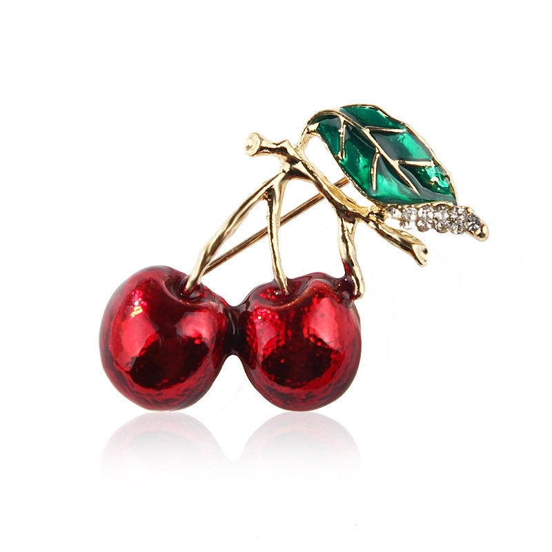 Cute Pin Cherry Alloy Stoving Varnish Unisex Brooches