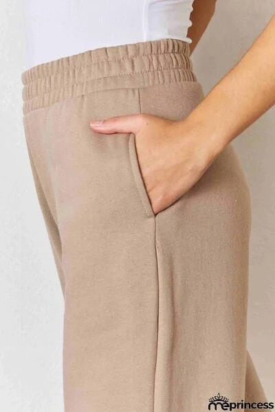 RISEN Wide Waistband Slit Wide Leg Pants