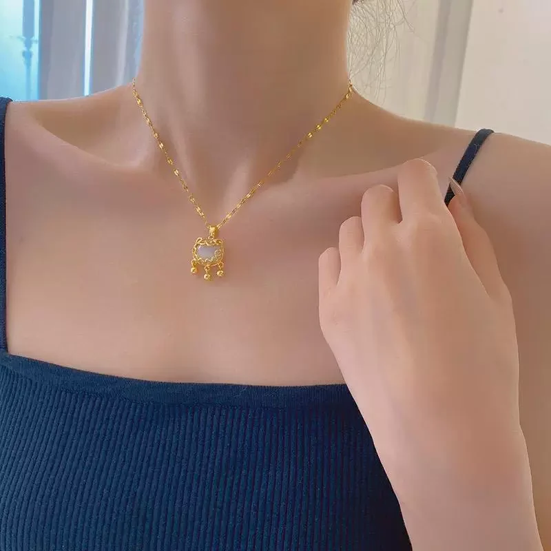 Chinese Peace Lock Gold-Plated Necklace