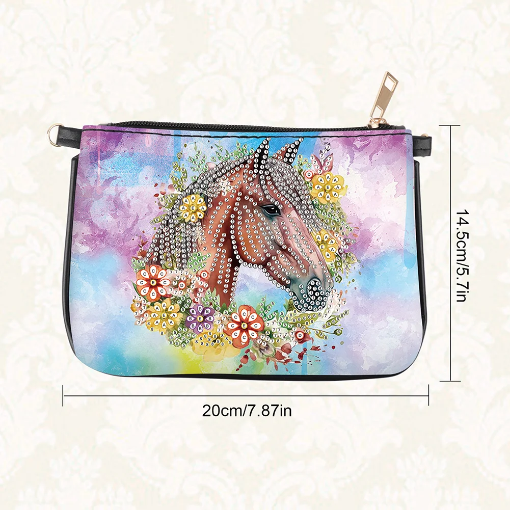 5D DIY Horse Diamond Painting Coin Chain Purse Diamond Handmade Crossbody Bag