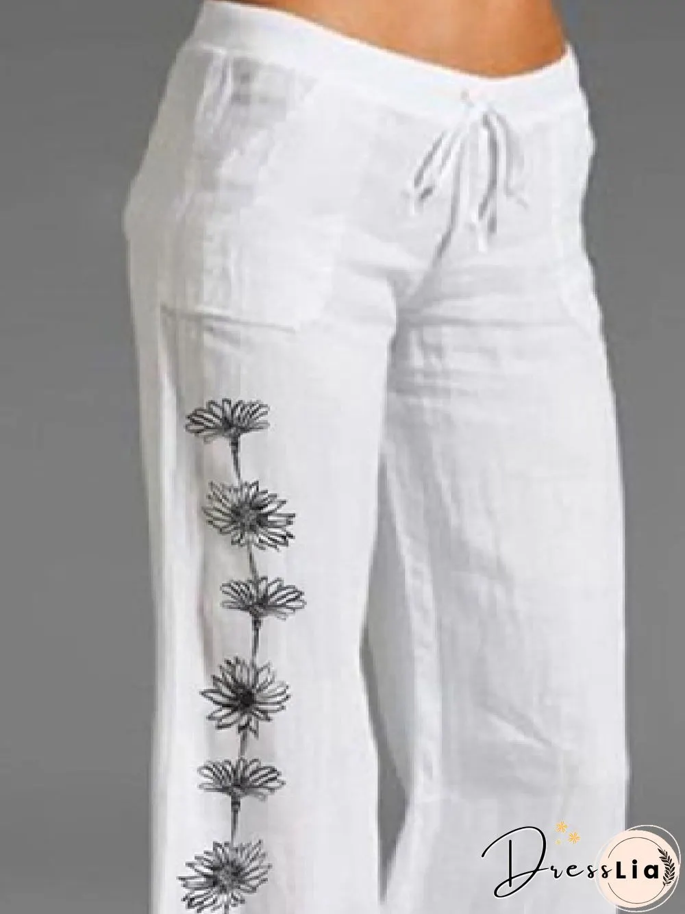 Casual Floral Cotton Loose Pants