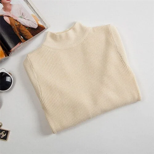 Spring Autumn Winter Turtleneck Sweaters Slim-fit Korean Sweater Long Sleeve Pullovers Short  Casual Tight Clothes New Arrival
