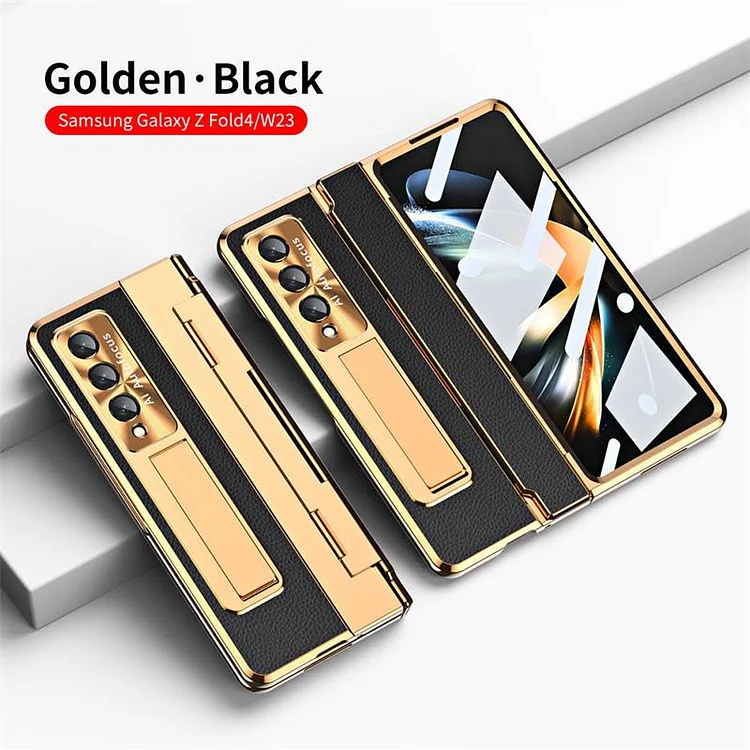 Folding Screen Plain Leather Electroplated All-Inclusive Mobile Phone Case For Samsung Z Fold 3 4 