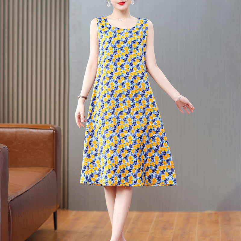 Fashion Women Casual O-neck Short Sleeve Print Party Floral Dress
