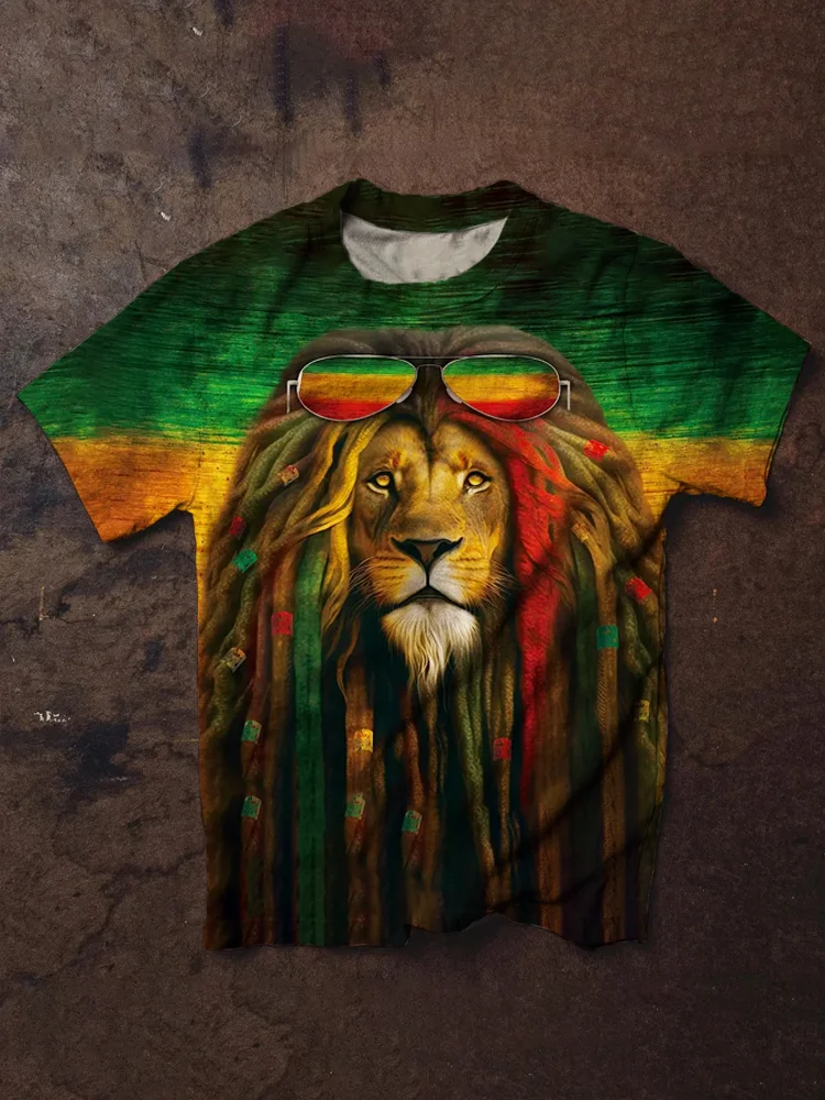 Lion Pattern Reggae Art Men's T-shirt