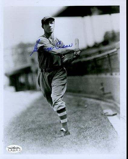 George Cisar Brooklyn Dodgers Signed Jsa Sticker 8x10 Photo Poster painting Authentic Autograph