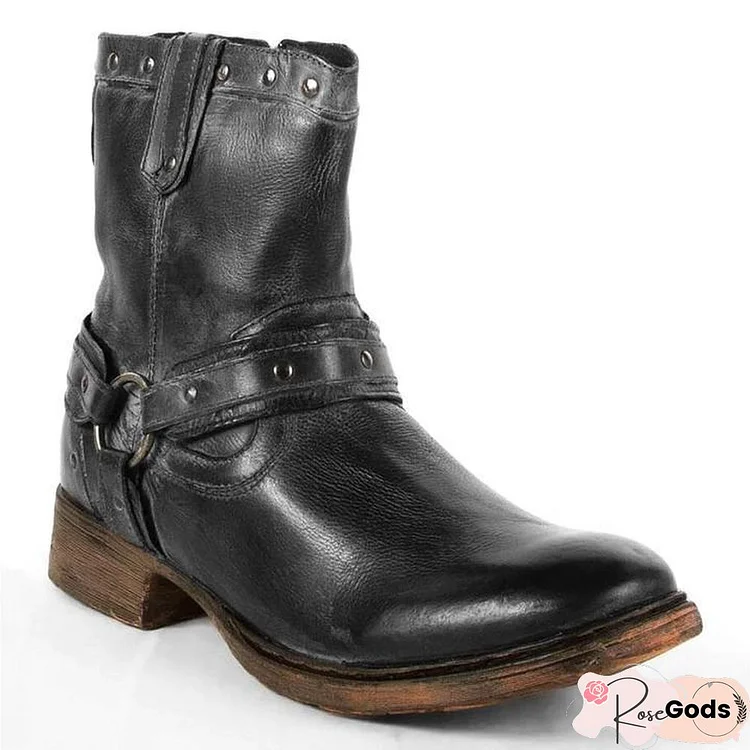 Men's Original Design Buckle Ankle Boots